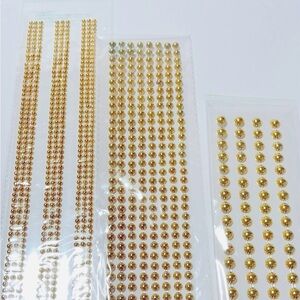 Pack of 3 Gold Adhesive Gem Strips small medium large all new